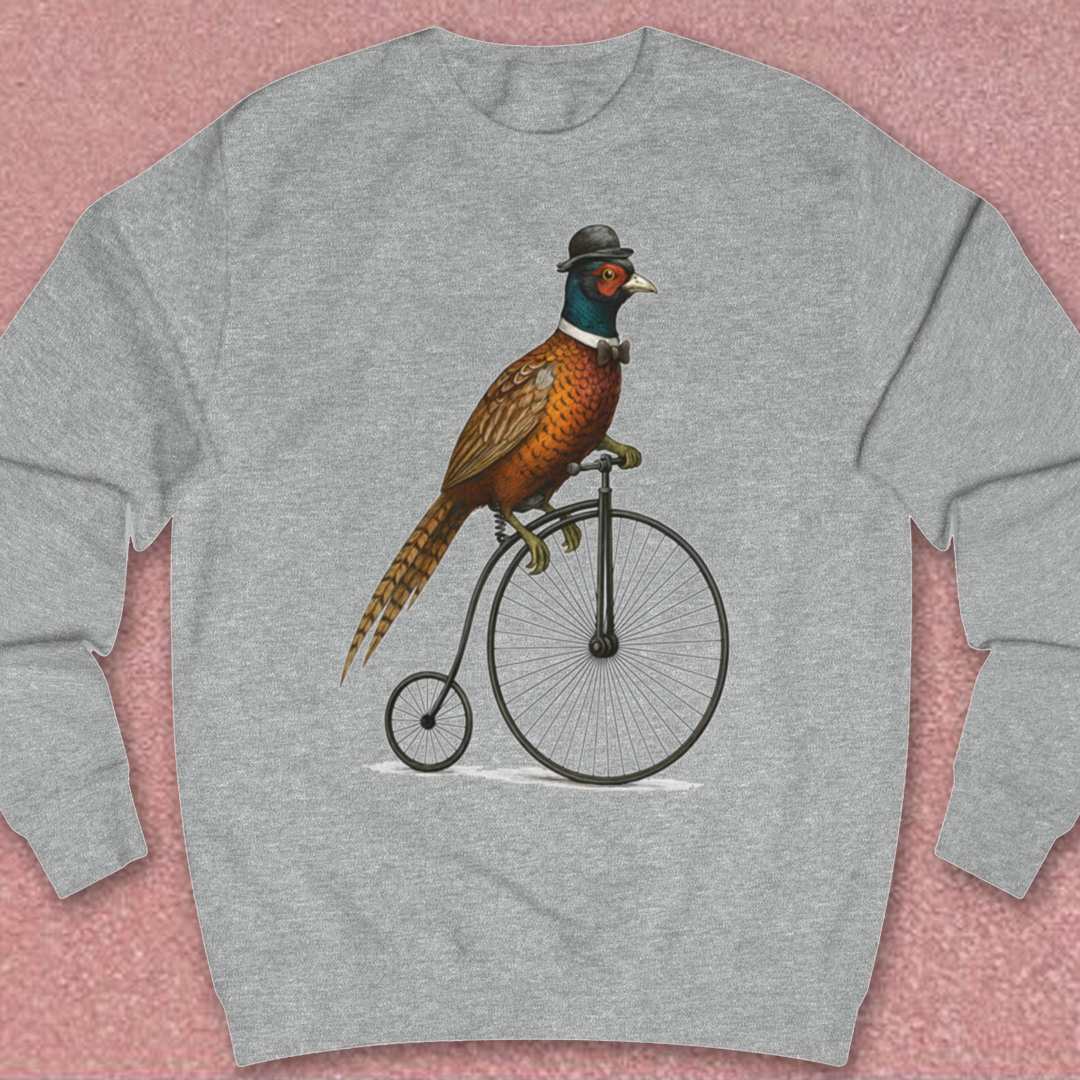 Fazant op antieke fiets Sweater