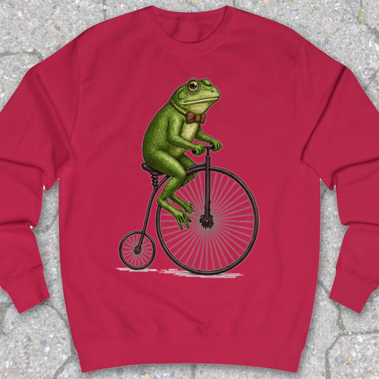 Kikker op antieke fiets Sweater