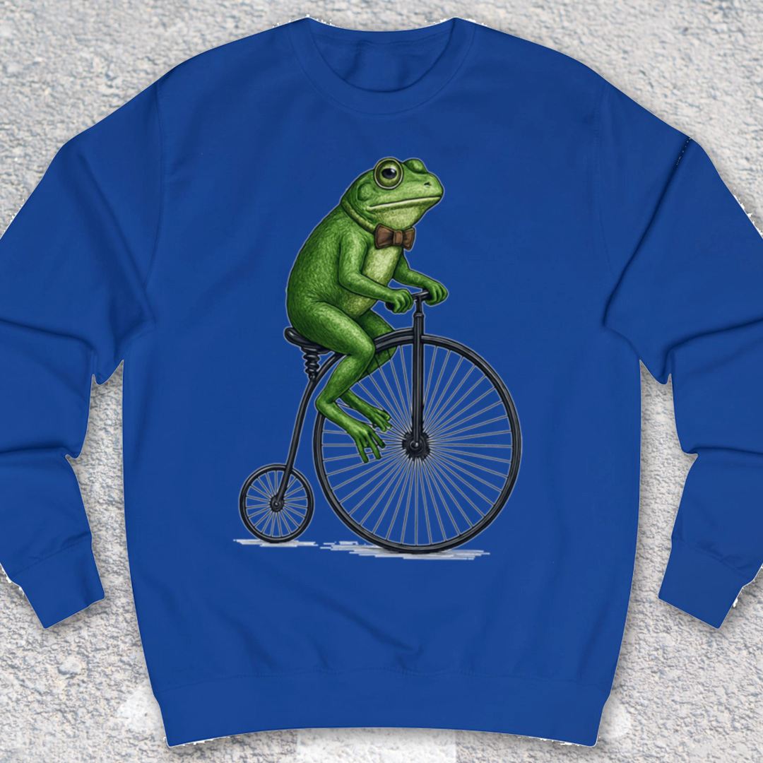 Kikker op antieke fiets Sweater