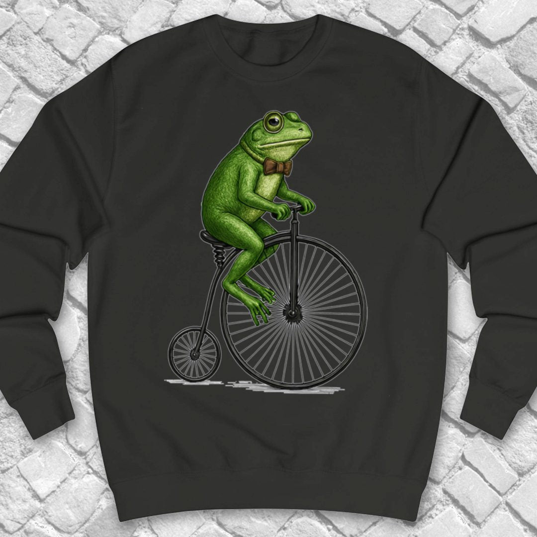 Kikker op antieke fiets Sweater