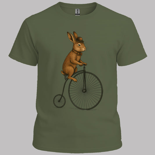 Konijn op antieke fiets T‑Shirt
