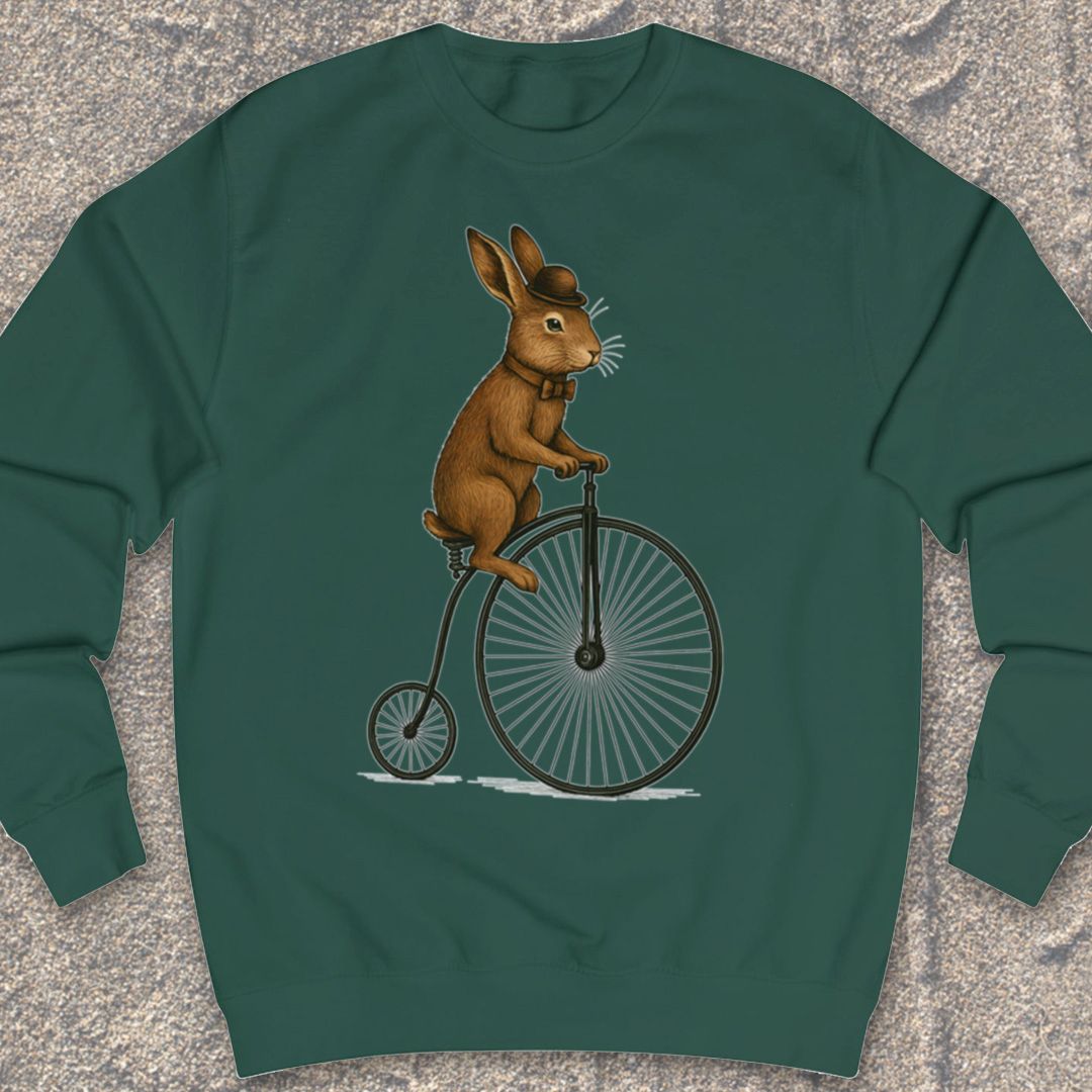 Konijn op antieke fiets Sweater