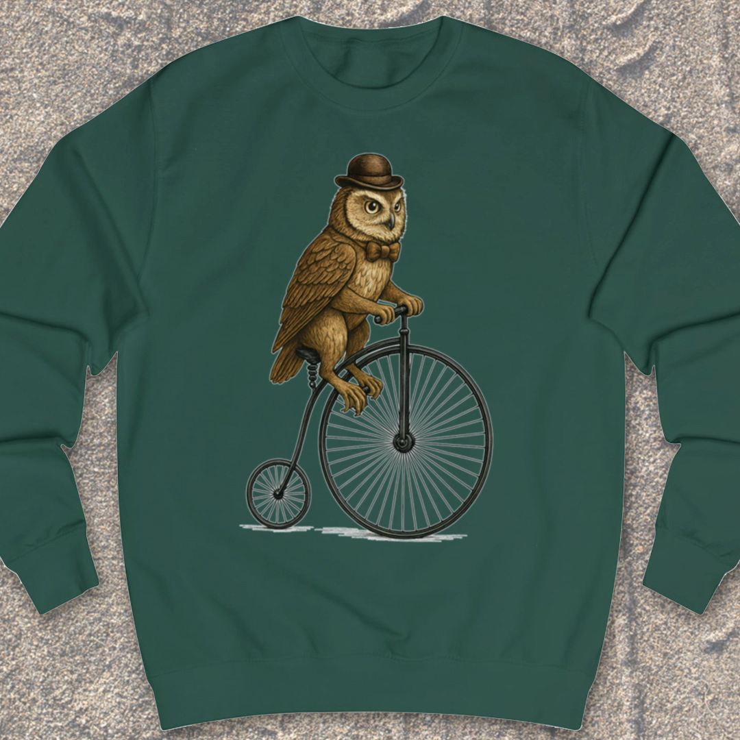 Uil op antieke fiets Sweater
