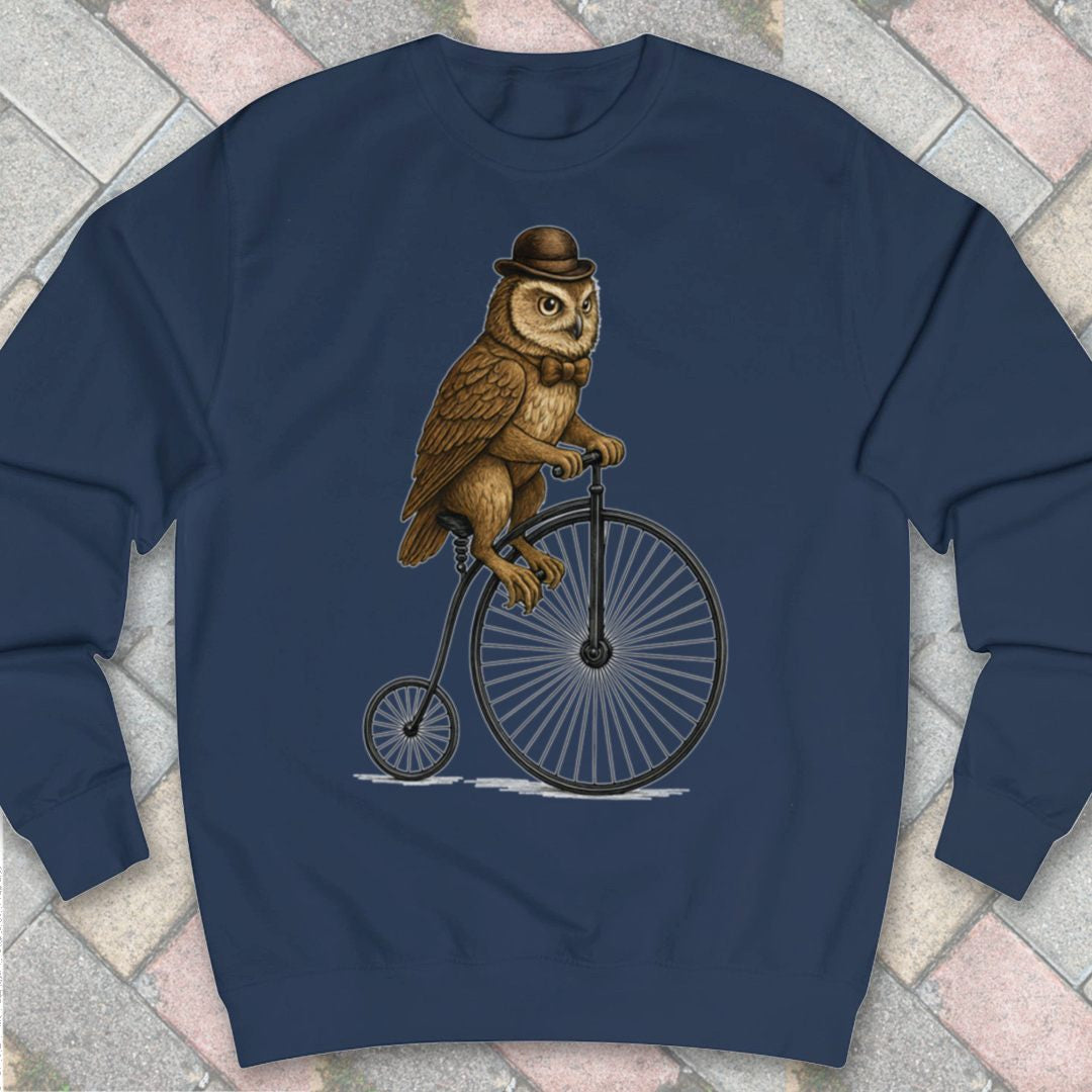 Uil op antieke fiets Sweater