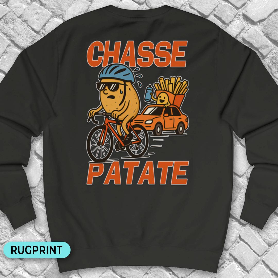 Chasse Patate met bezemwagen (rood) rugprint Sweater