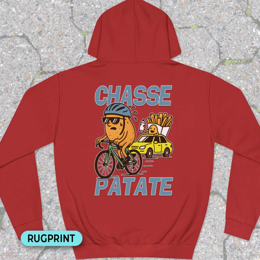 Chasse Patate met bezemwagen (rood) rugprint Hoodie
