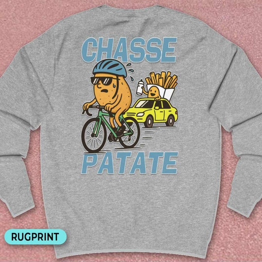 Chasse Patate met bezemwagen (blauw) rugprint Sweater