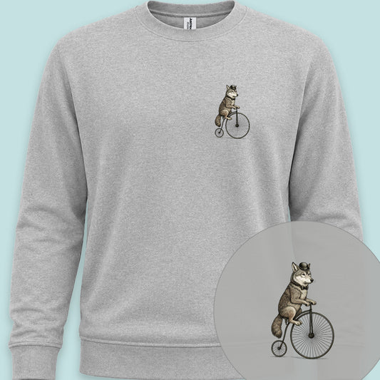 Wolf op antieke fiets Sweater