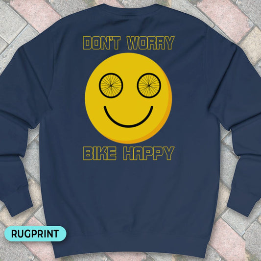 Don't Worry Bike Happy rugprint Sweater
