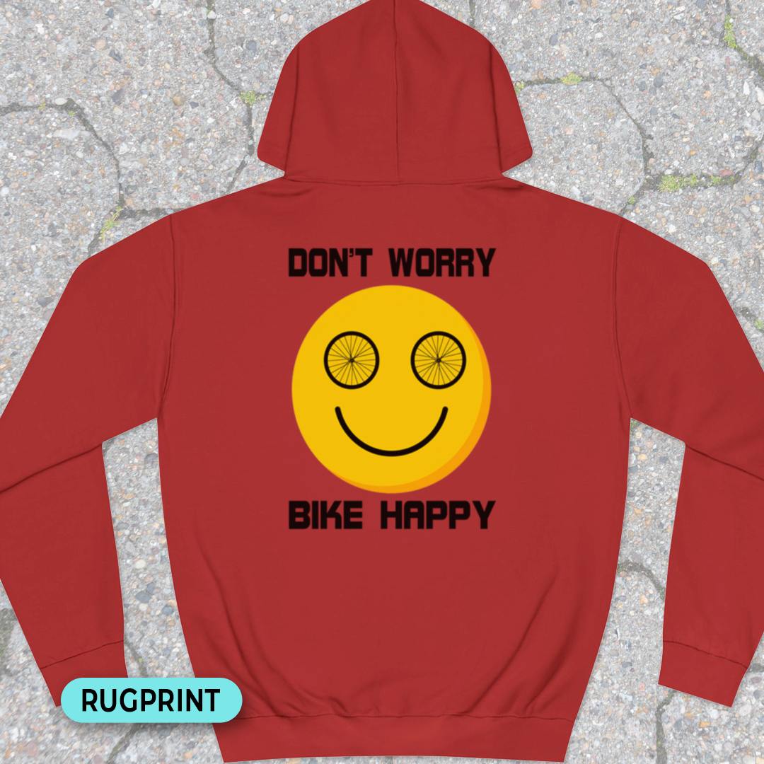 Don't Worry Bike Happy rugprint Hoodie