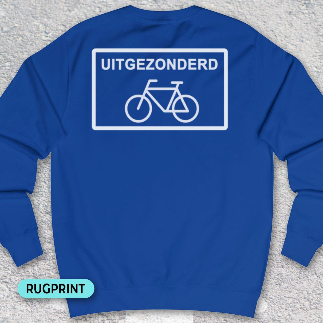 Uitgezonderd fietsers rugprint Sweater