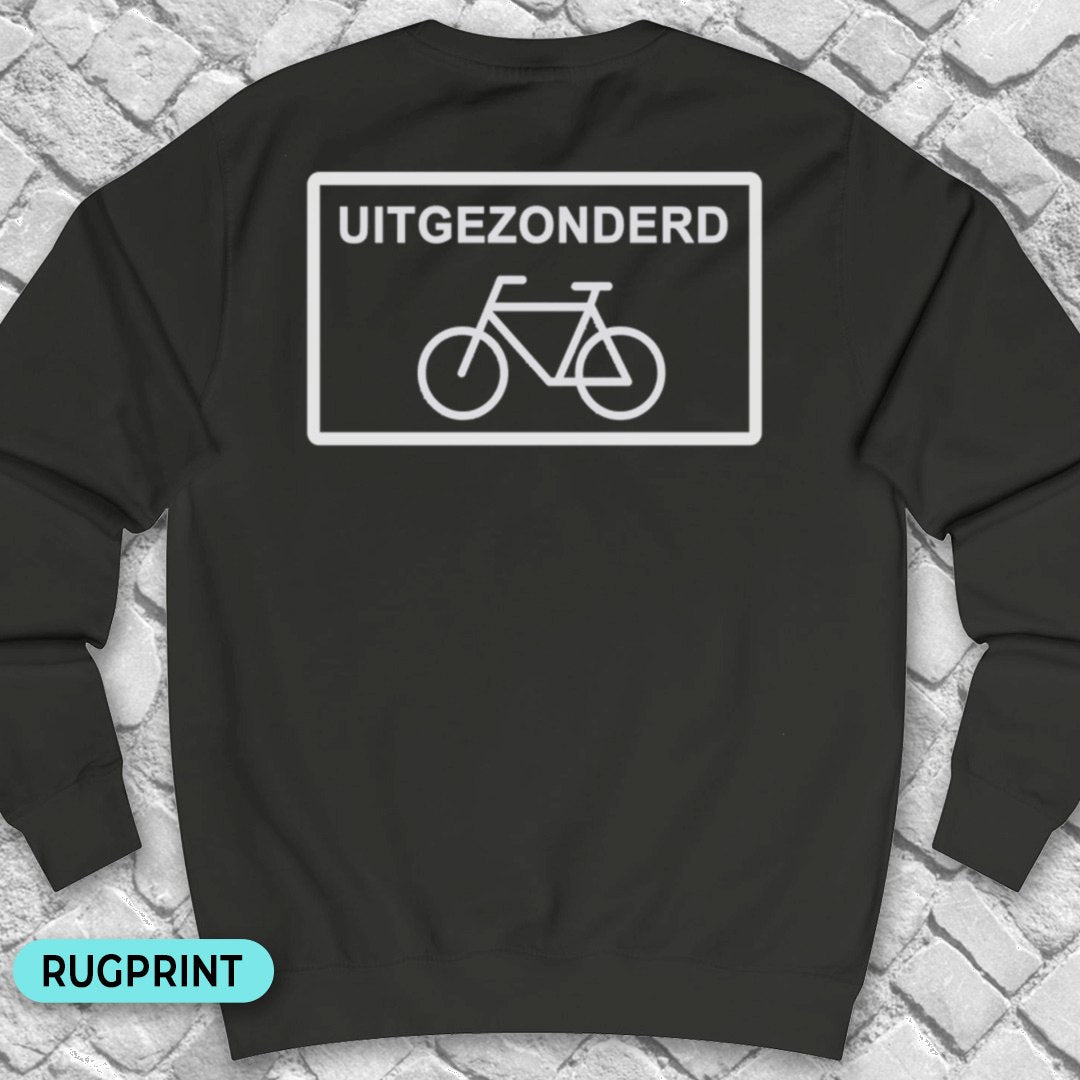 Uitgezonderd fietsers rugprint Sweater