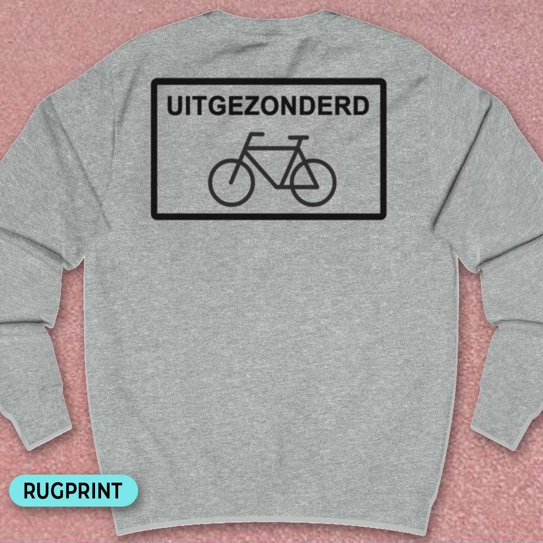 Uitgezonderd fietsers rugprint Sweater