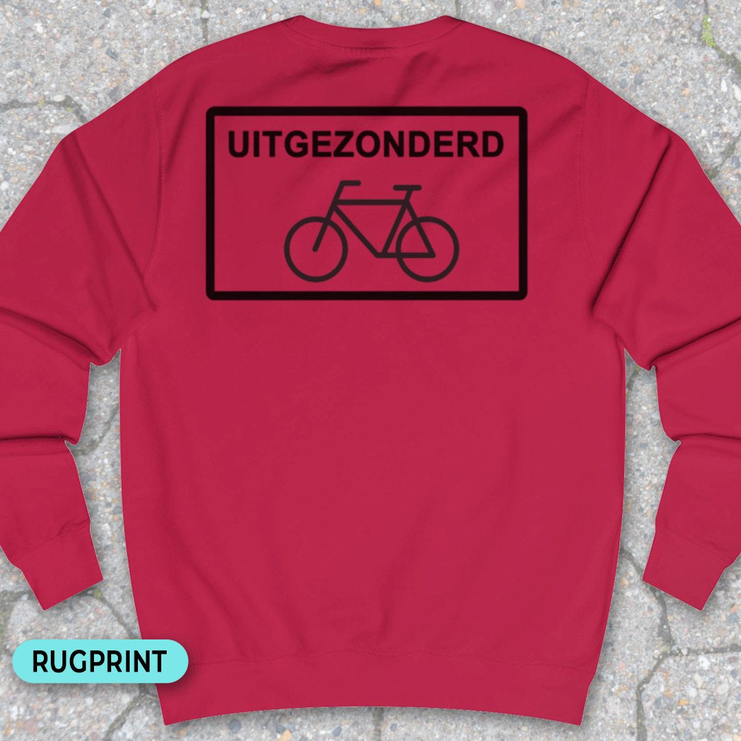 Uitgezonderd fietsers rugprint Sweater
