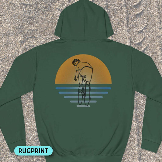Koersfietser zonsondergang rugprint Hoodie