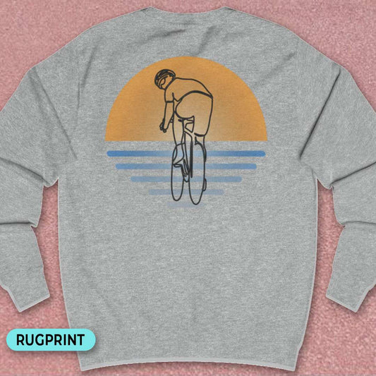Koersfietser zonsondergang rugprint Sweater