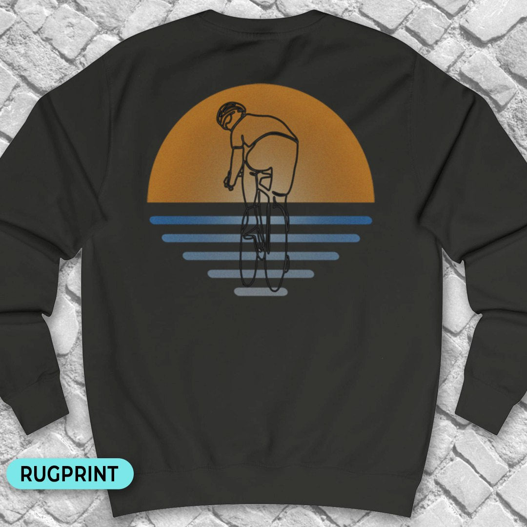 Koersfietser zonsondergang rugprint Sweater
