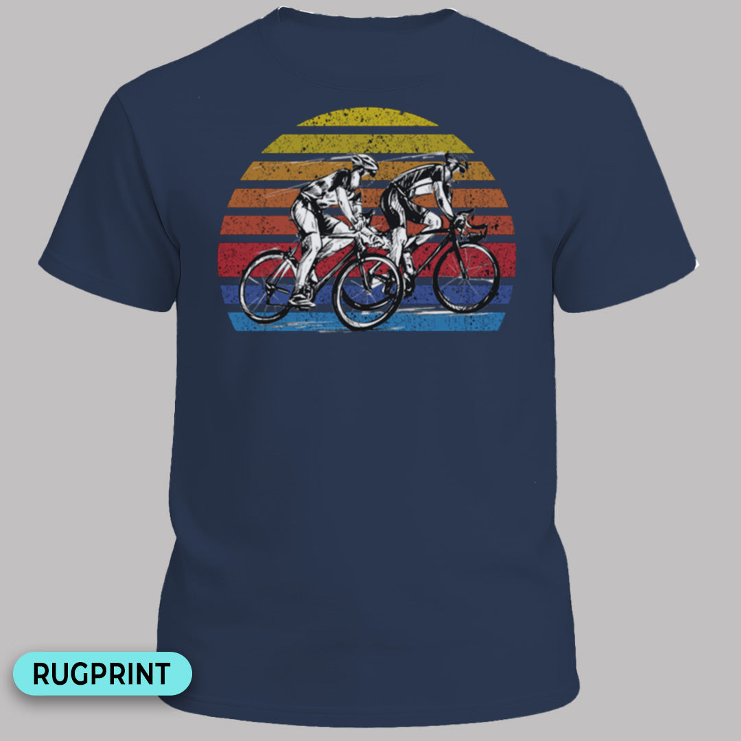 Wielrenners retro zon rugprint T‑Shirt