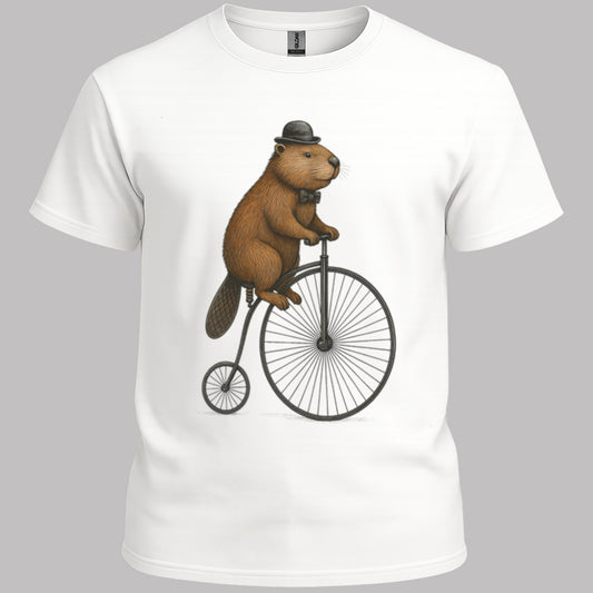 Bever op antieke fiets T‑Shirt