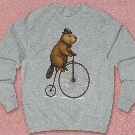Bever op antieke fiets Sweater