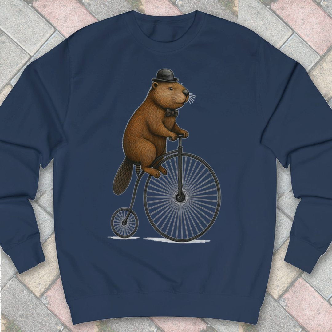 Bever op antieke fiets Sweater