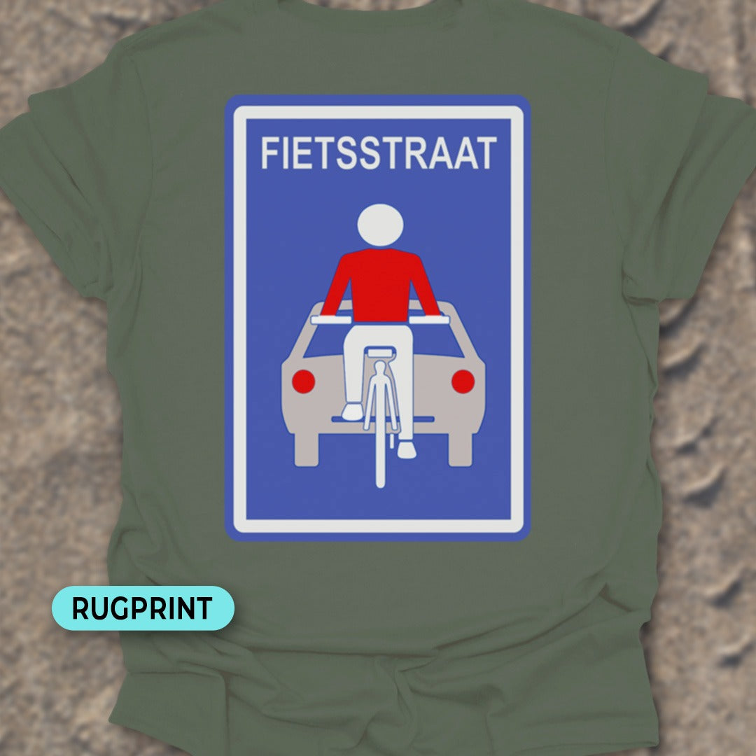 Fietsstraat rugprint T‑Shirt