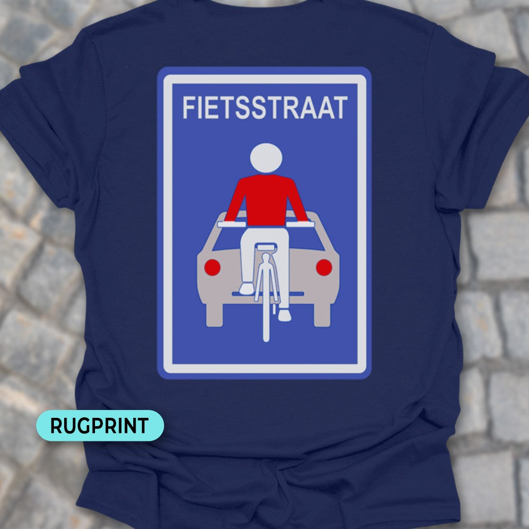 Fietsstraat rugprint T‑Shirt