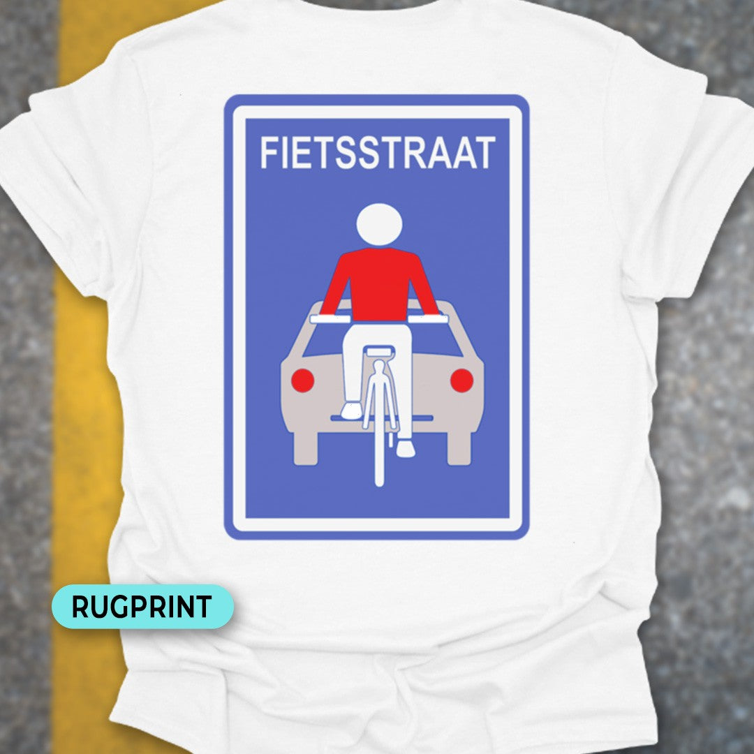 Fietsstraat rugprint T‑Shirt