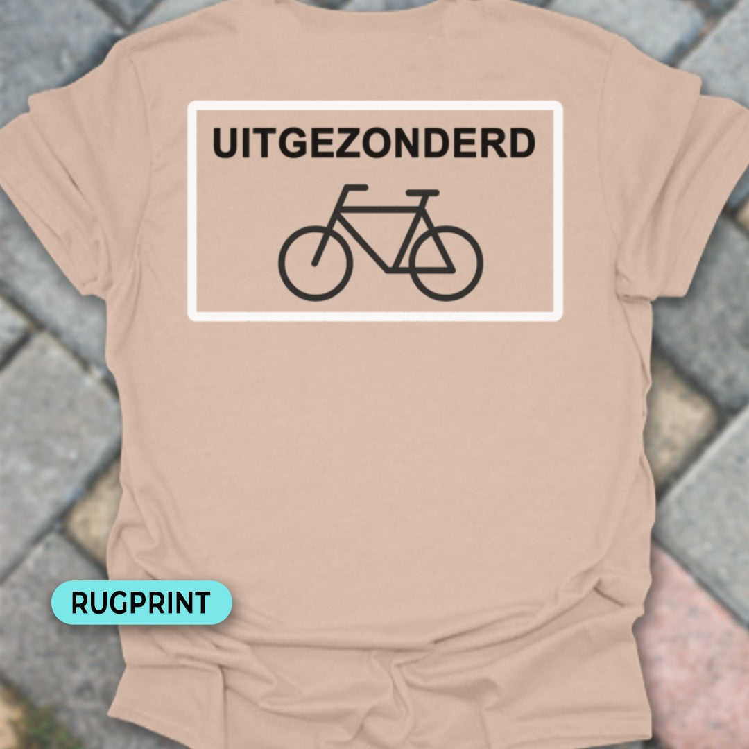 Uitgezonderd fietsers rugprint T‑Shirt