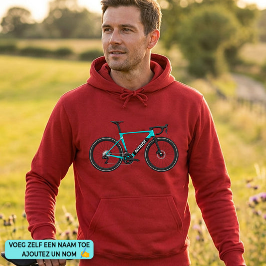 Hoodie Vélo aéro turquoise avec nom au choix