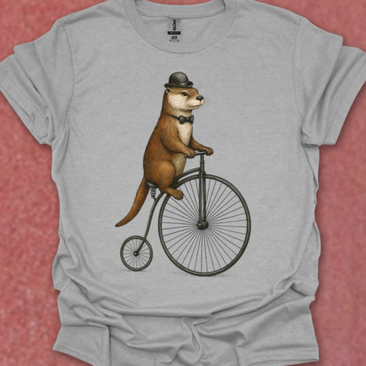 Otter op antieke fiets T‑Shirt
