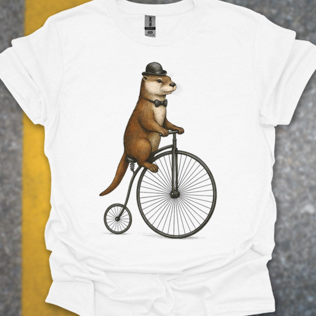 Otter op antieke fiets T‑Shirt