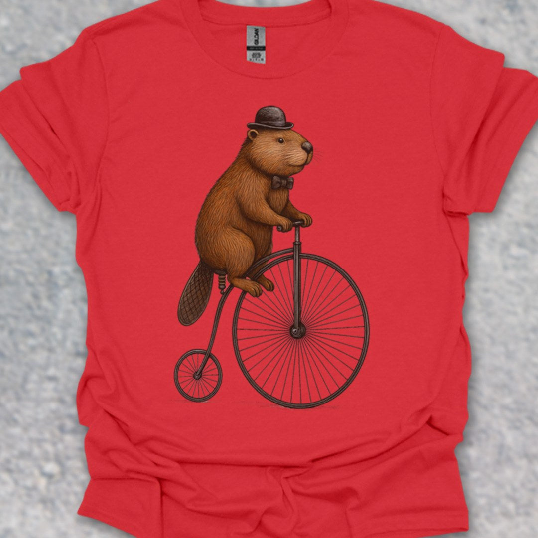 Bever op antieke fiets T‑Shirt
