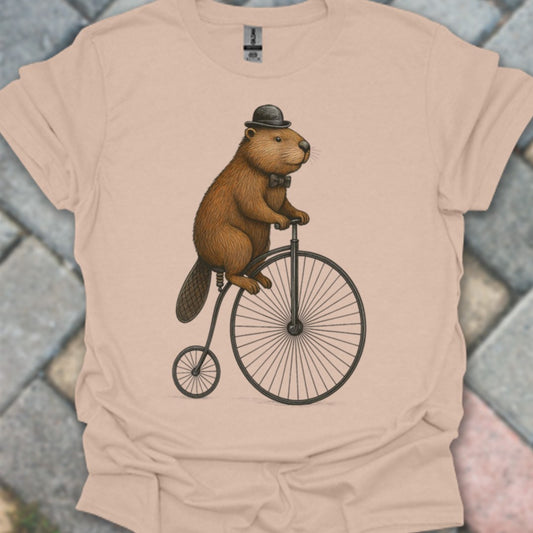 Bever op antieke fiets T‑Shirt