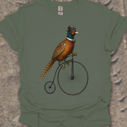 Fazant op antieke fiets T‑Shirt