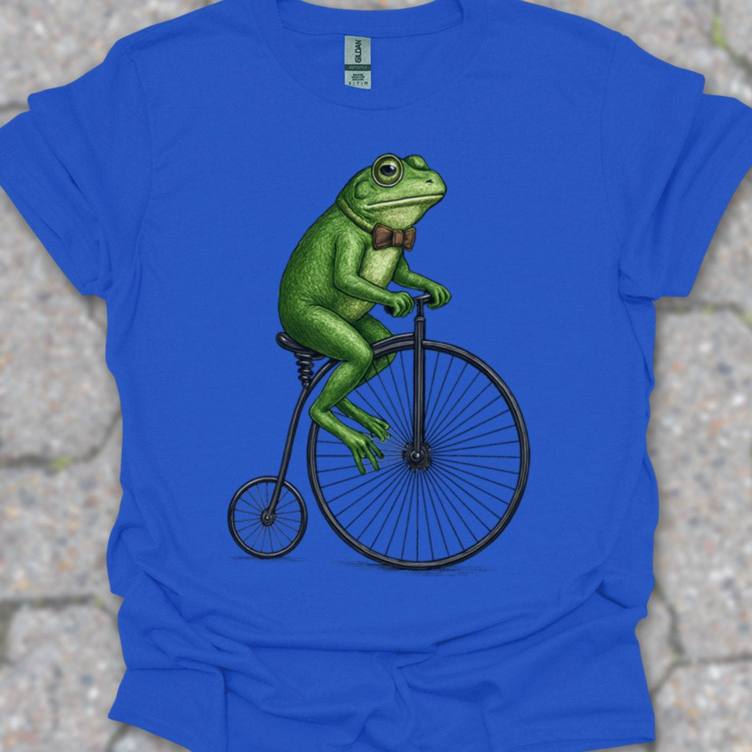Kikker op antieke fiets T‑Shirt