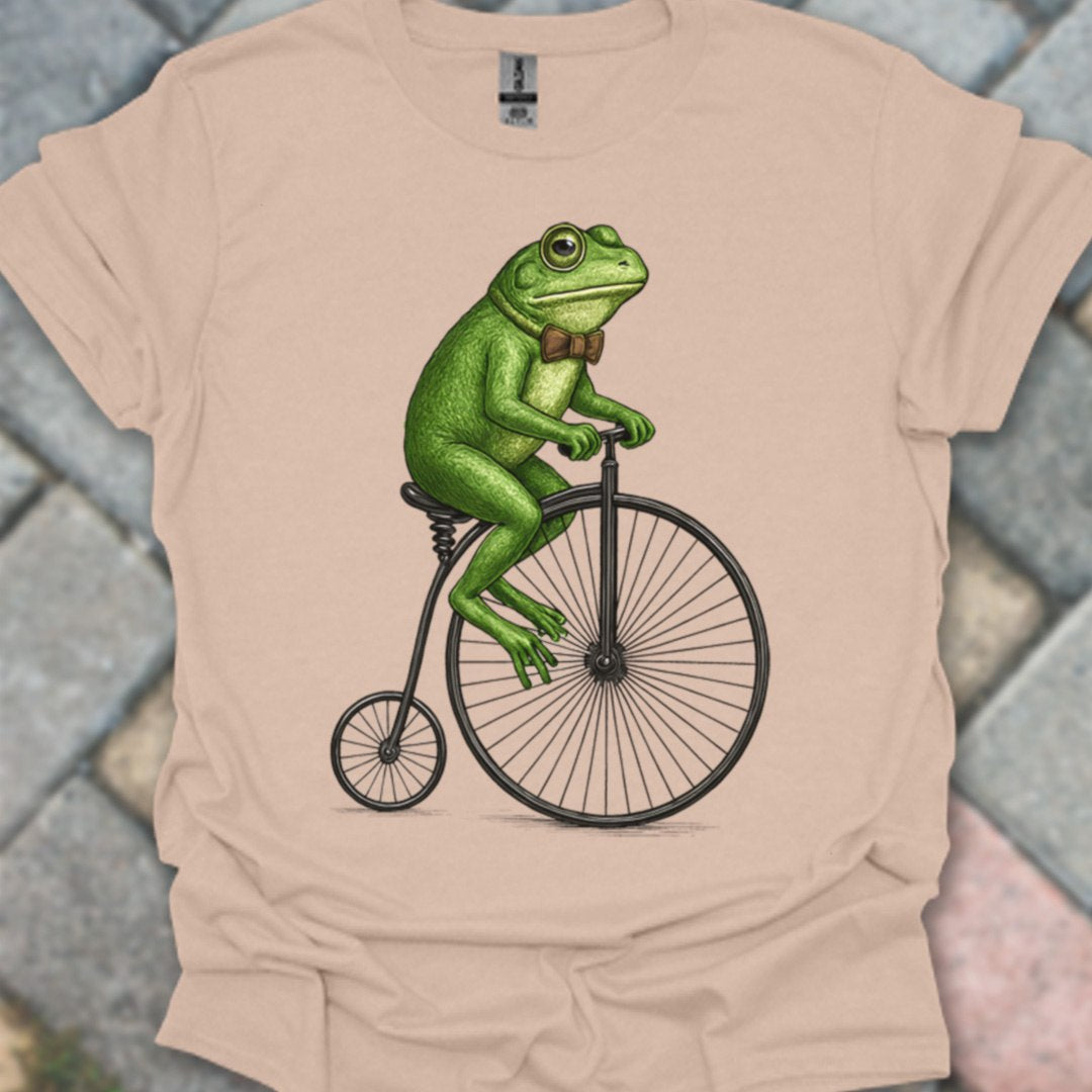 Kikker op antieke fiets T‑Shirt