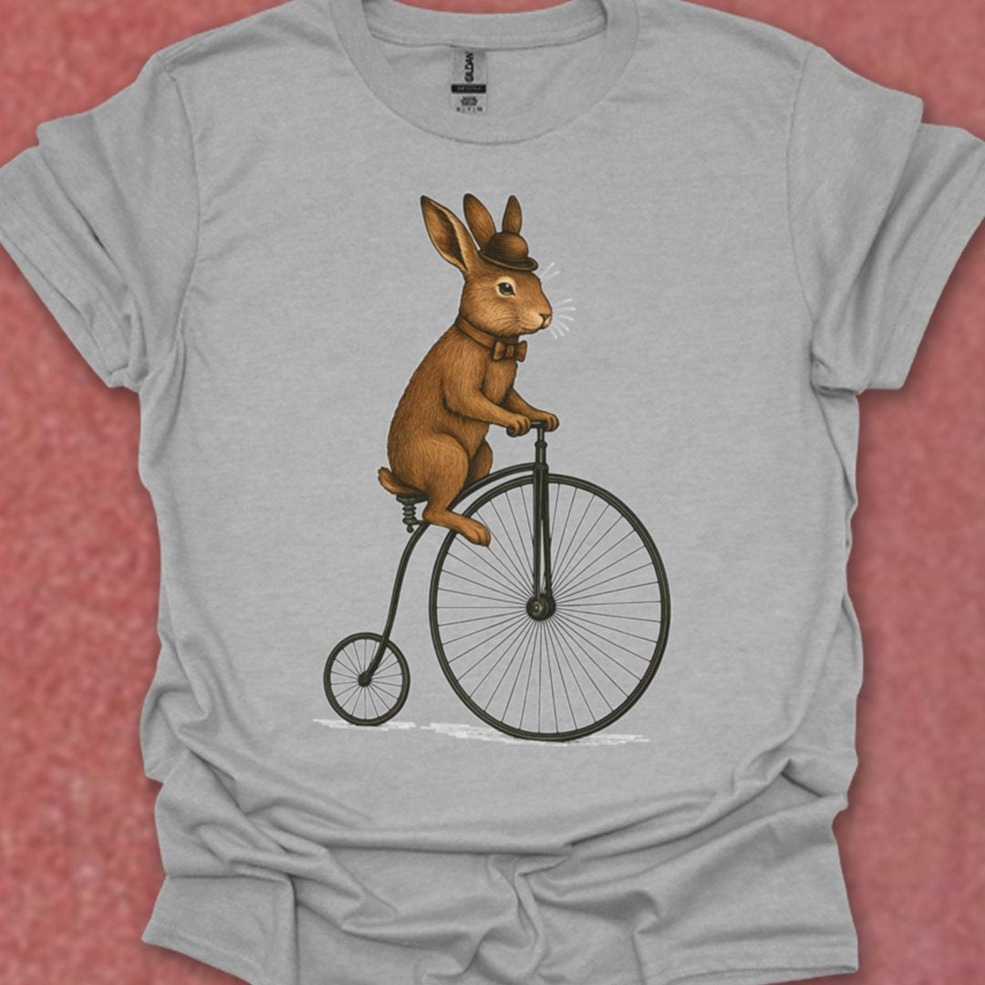 Konijn op antieke fiets T‑Shirt