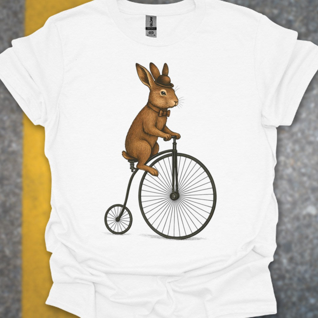 Konijn op antieke fiets T‑Shirt