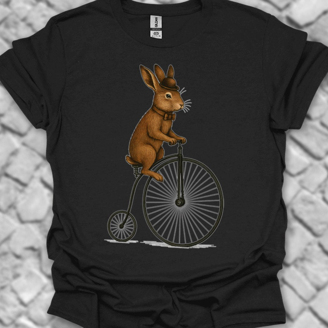 Konijn op antieke fiets T‑Shirt