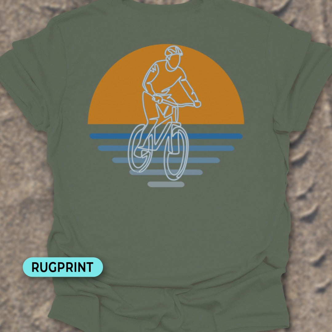 MTB zonsondergang rugprint T‑Shirt