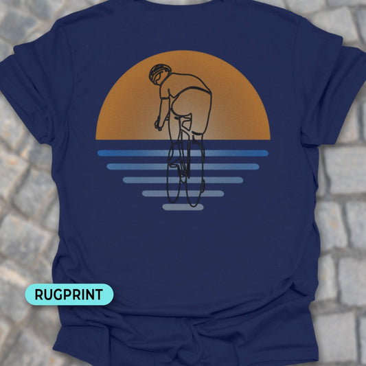 Koersfietser zonsondergang rugprint T‑Shirt