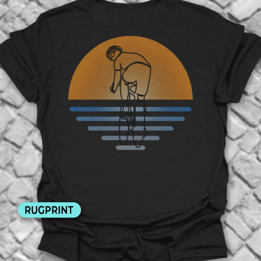 Koersfietser zonsondergang rugprint T‑Shirt