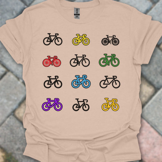 Gekleurde fietsen T‑Shirt