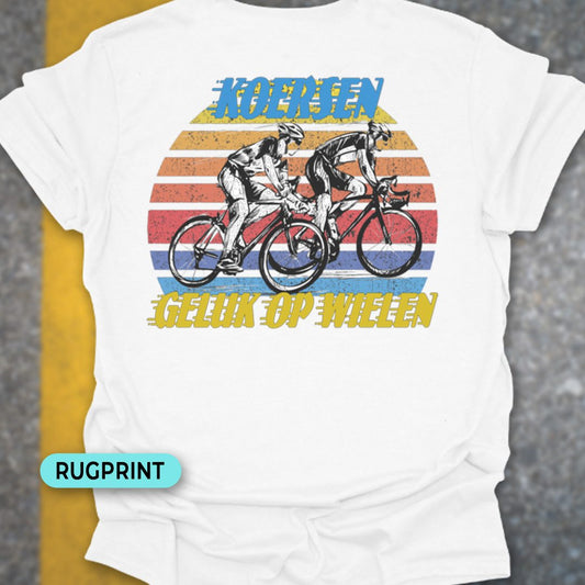 Koersen geluk rugprint T‑Shirt