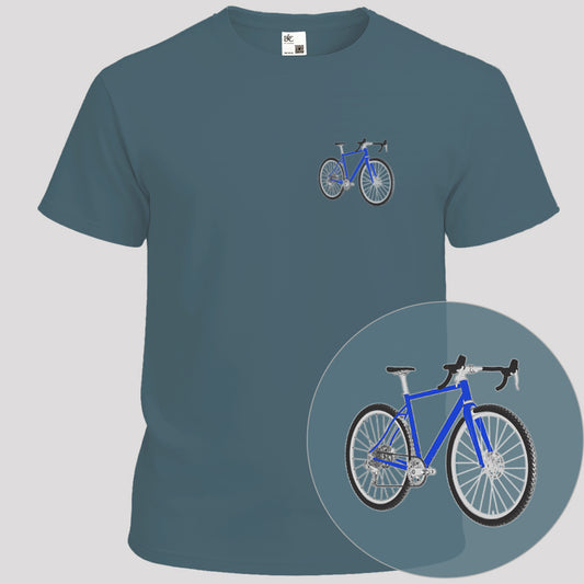 Gravelbike blauw T‑Shirt