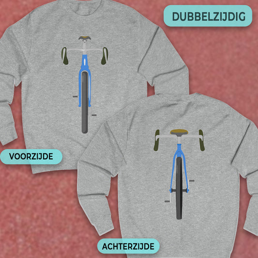 Gravelbike blauw voor & achter Sweater