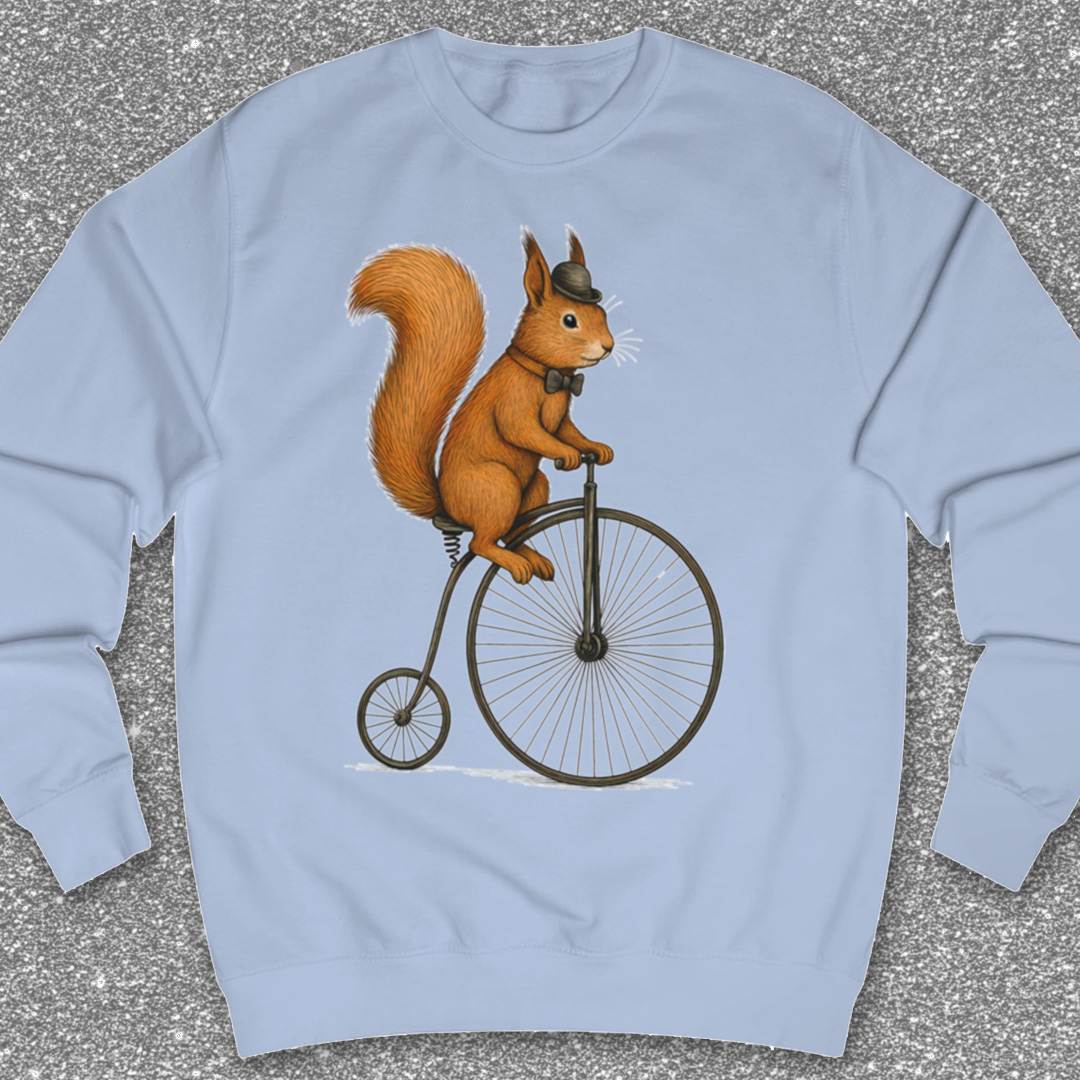 Eekhoorn op antieke fiets Sweater