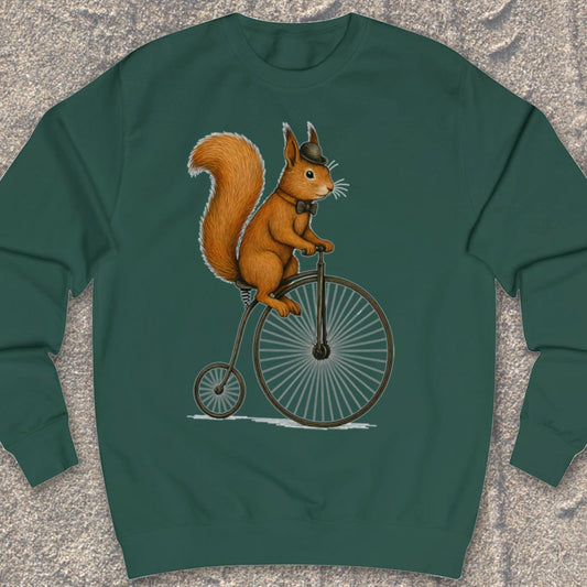 Eekhoorn op antieke fiets Sweater
