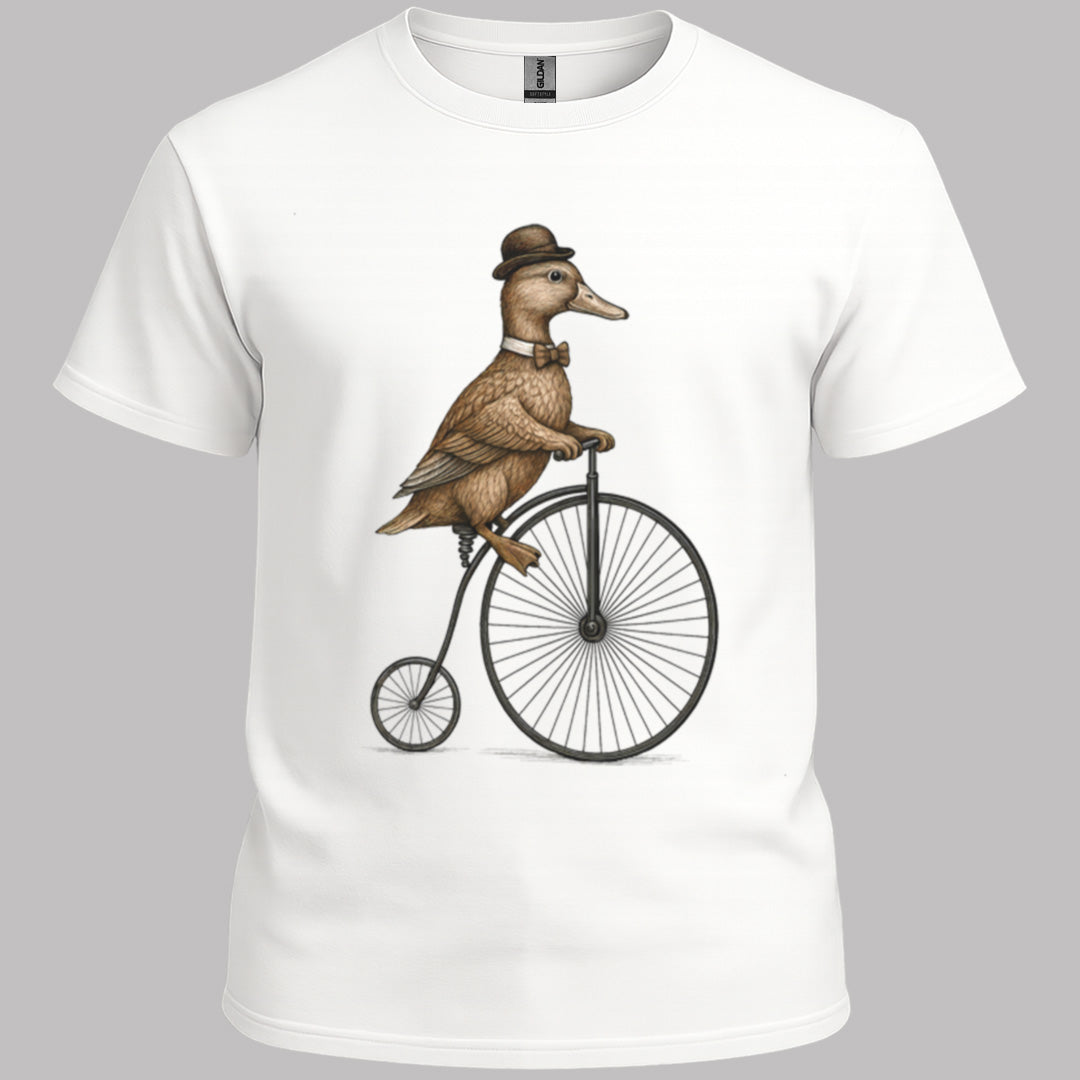Eend op antieke fiets T‑Shirt